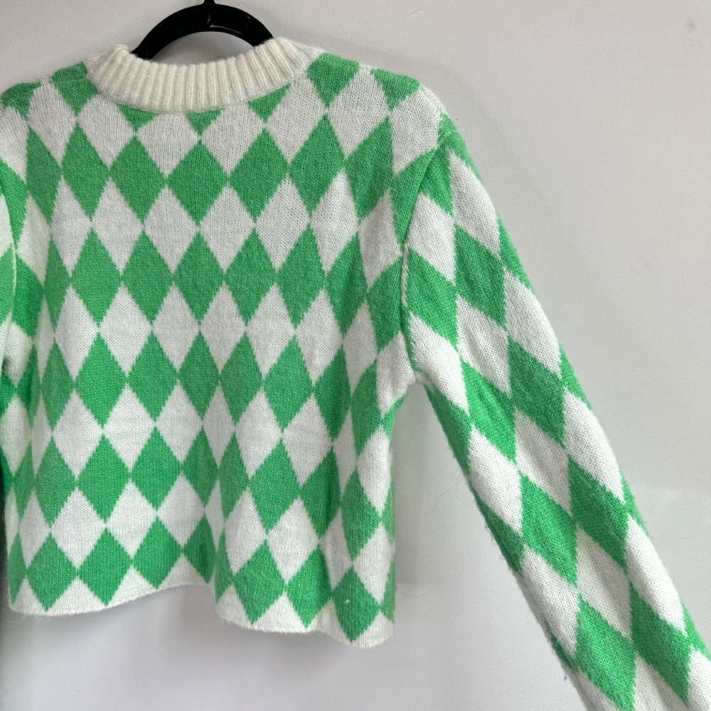 KITRI Rory Green Diamond Checker Sweater - Picture 2 of 9